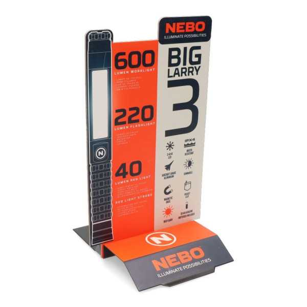 Linterna Big Larry 3. Lámpara+cob, por la Compra de 12 Unidades un Expositor de Regalo NEBO
