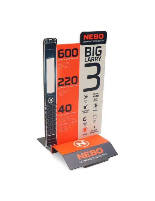 Linterna Big Larry 3. Lámpara+cob, por la Compra de 12 Unidades un Expositor de Regalo NEBO