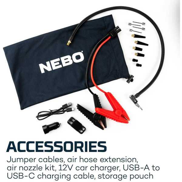 Arrancador + Compresor de Aire Assist Air Jump Starter. NEBO
