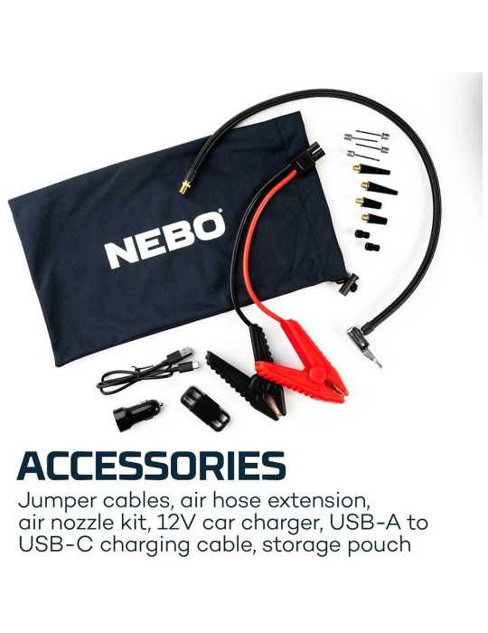 Arrancador + Compresor de Aire Assist Air Jump Starter. NEBO