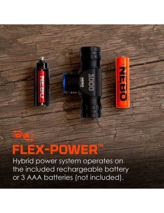 Linterna Frontal Recargable Blueline 1000 Flex Power, 1000 lm NEBO