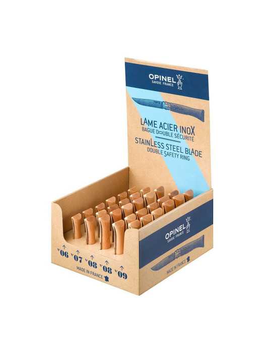 Expositor Navajas Acero Inoxidable, 30 uds (N6, N7, N9 6 uds, N8 12 uds de Cada Numero) OPINEL