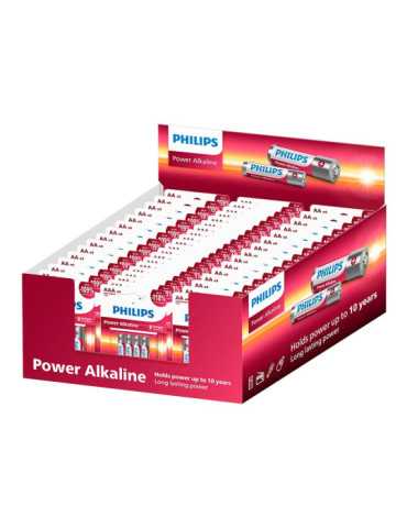 Pilas Power Alcalina, 30 x Blister 4 uds AA + 20 x Blister 4 uds AAA, Expositor PHILIPS
