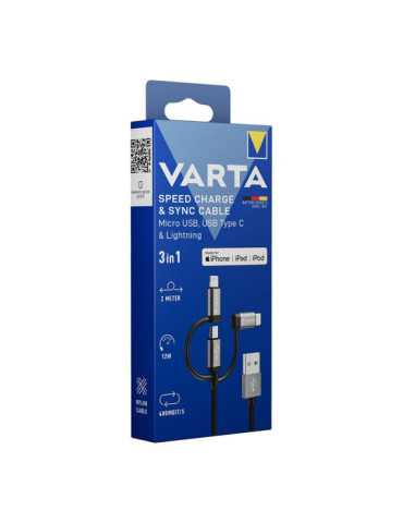 Cable 3 en 1 USB A - Lighting - Micro USB - tipo C VARTA 2