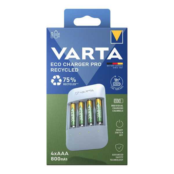 Cargador de Pilas Eco Charger Pro + 4 Pilas 800 Mah AAA 56813 VARTA
