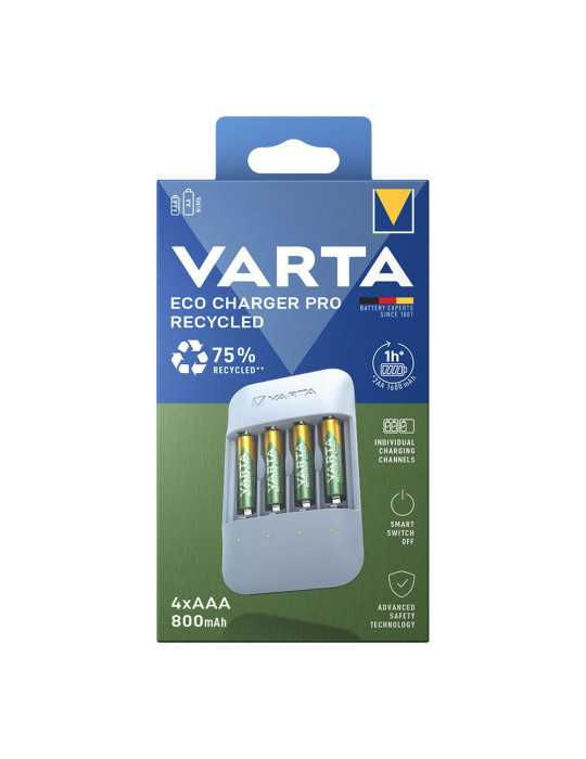 Cargador de Pilas Eco Charger Pro + 4 Pilas 800 Mah AAA 56813 VARTA