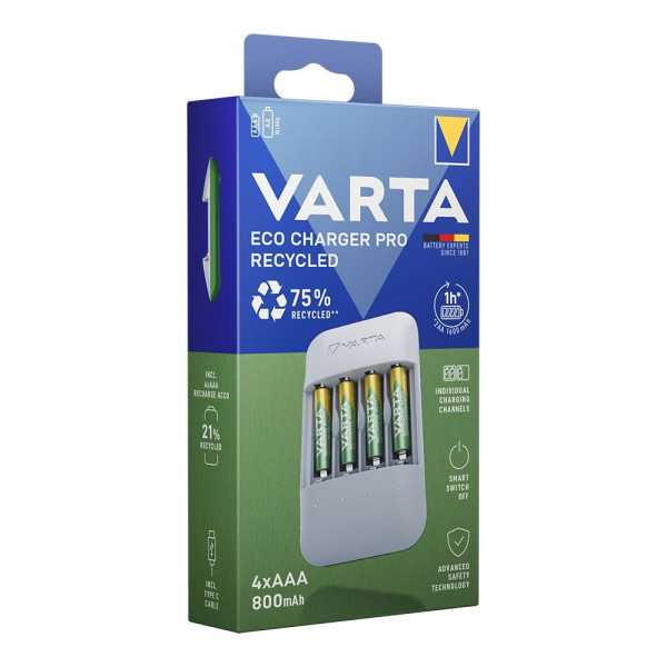 Cargador de Pilas Eco Charger Pro + 4 Pilas 800 Mah AAA 56813 VARTA