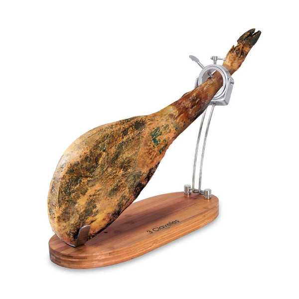Jamonero Plegable Cabezal Giratorio Base Madera 47 x 18,5 x 37 cm 3 CLAVELES