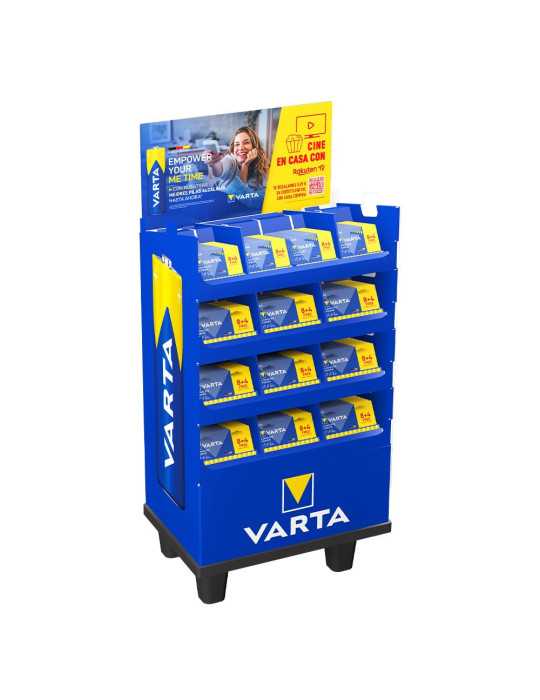 Expositor Promocional de Pilas Longlife Power 8+4 con 133 Packs (52 Packs AAA y 81 Packs AA) VARTA