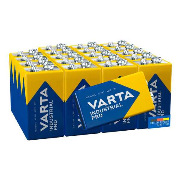 Pila Alkalina Industrial Pro 6LR61- 9 V (Caja 20 uds) 26,5 x 17,5 x 48,5 mm VARTA