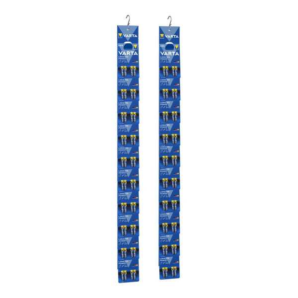 Lote de 20 Unidades Pila Alkalina Longlife Power AAA - LR03 2 Tiras (10 Blisters 4 uds) Ø10,5x44,5mm Precio por Blister VARTA