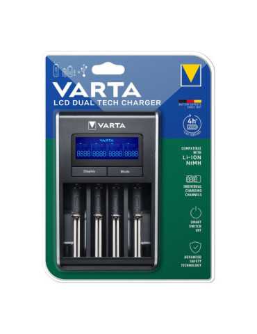 Cargador LCD Dual Tech para Pilas Li-Ion y Ni-Mh sin Pilas 100/240V VARTA