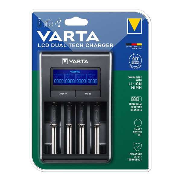 Cargador LCD Dual Tech para Pilas Li-Ion y Ni-Mh sin Pilas 100/240V VARTA
