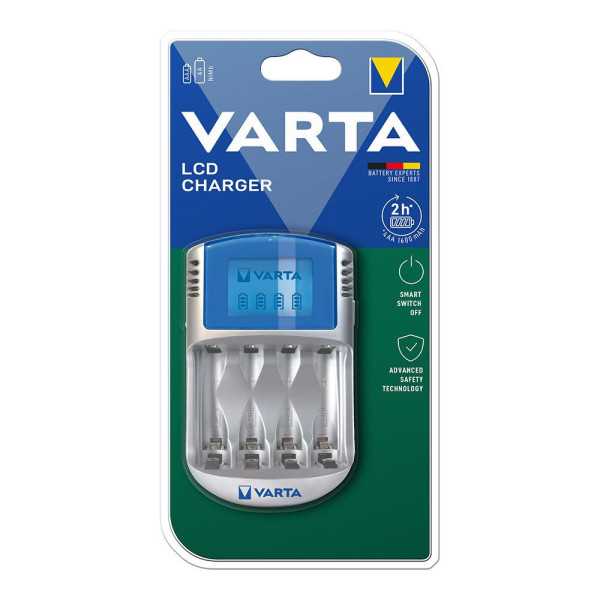Cargador sin Pilas LCD 220V, 12V y USB VARTA