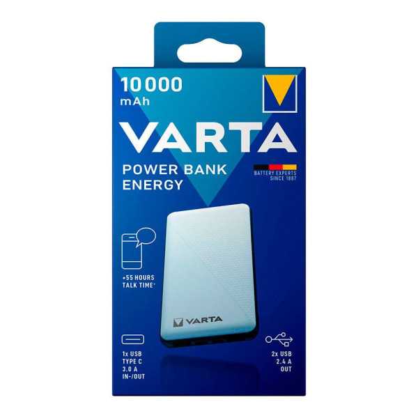 Power Bank Energy 10.000 mAh 100/240 V 73 x 15 x 138 mm VARTA