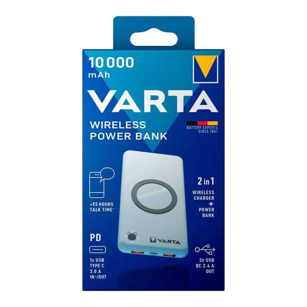 Wireless Power Bank 10000 mAh 10 W (Hasta 18 W por Cable) VARTA