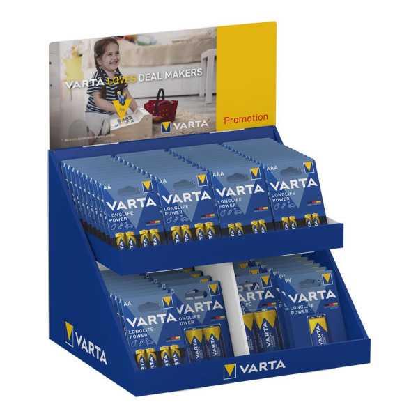 Expositor de Carton de Sobremesa con Blisters Varios AAA-AA-C-D-9V 43x36x29cm VARTA