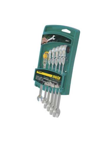 Llave Combinada Articulada con Carraca de 8,10,11,13,14,17 mm, Juego 6 Piezas MOTA HERRAMIENTAS
