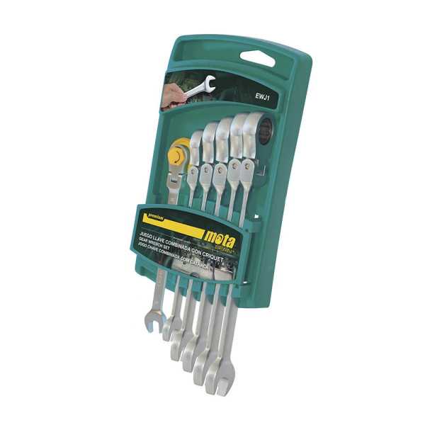 Llave Combinada Articulada con Carraca de 8,10,11,13,14,17 mm, Juego 6 Piezas MOTA HERRAMIENTAS