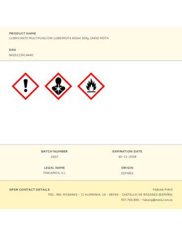 Lote de 6 Unidades Lubricante Multifuncion Lubrimota 450ml 300g LB450 Mota MOTA HERRAMIENTAS 2