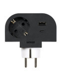 Adaptador Giratorio Schuko 1 Toma + USB A+c 30 W 16 A 250 V~ SIMON