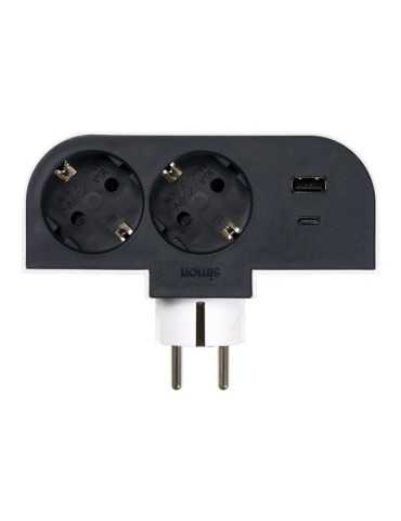 Adaptador Giratorio Schuko 2 Tomas + USB A+c 30 W 16 A 250 V~ SIMON
