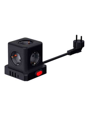 Base Aérea 5 Tomas Schuko 2P+T con Interruptor 16 A 3680 W 250 V~+ 4 USB 3,1A (3 A+1 C), Cable de 1,5 m, Negra FBRIGHT