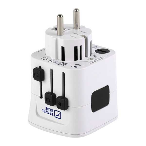 Adaptador para Enchufe Entrada Universal A 150 Paises TRAVEL BLUE