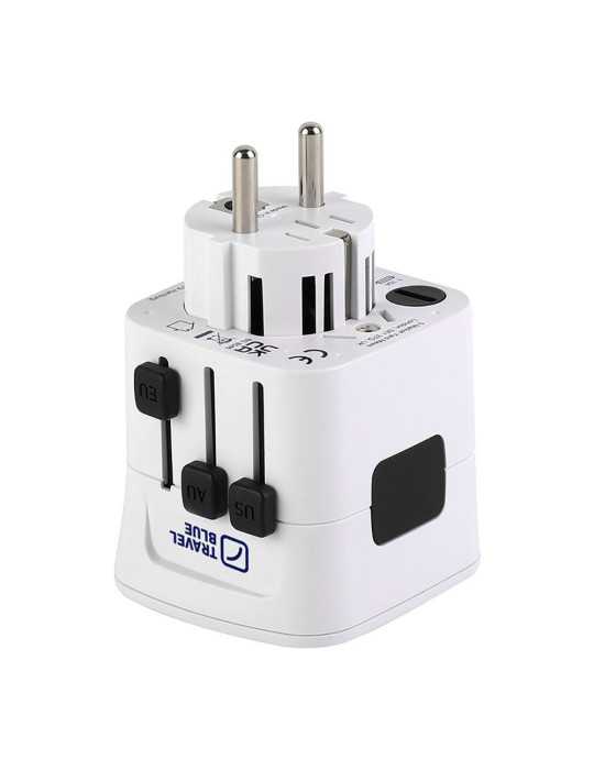 Adaptador para Enchufe Entrada Universal A 150 Paises TRAVEL BLUE