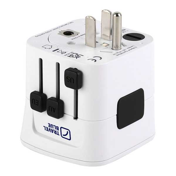 Adaptador para Enchufe Entrada Universal A 150 Paises TRAVEL BLUE