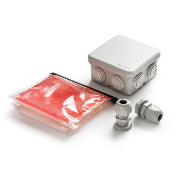 Caja Estanca Cuadrada IP55 80 x 80 x 36 mm + Gel Aislante IP68 + 2 Prensaestopas, Blíster FAMATEL