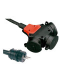 Adaptador Multiple Schuko Goma IP44 2P+T 16 A 250 V~ 10 m de Cable 3G2,5 mm² Negro F-LINE