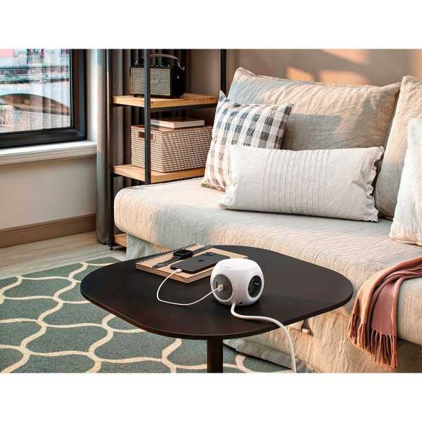 Base Múltiple Combiball con 3 Tomas Schuko 16 A + 1 USB A + 2 USB C, 30 W, Blanca SIMON