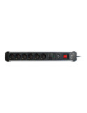 Base Múltiple, 6 Tomas, Schuko 2P+T, 16A 250V~, 1,5 m Cable, C/Interruptor y Prot. Sobretensiones, Aluminio SIMON