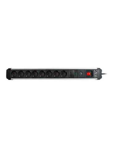 Base Múltiple, 8 Tomas, Schuko 2P+T, 16 A 250 V~, 1,5 m Cable, C/Interruptor y Prot. Sobretensiones, Aluminio SIMON