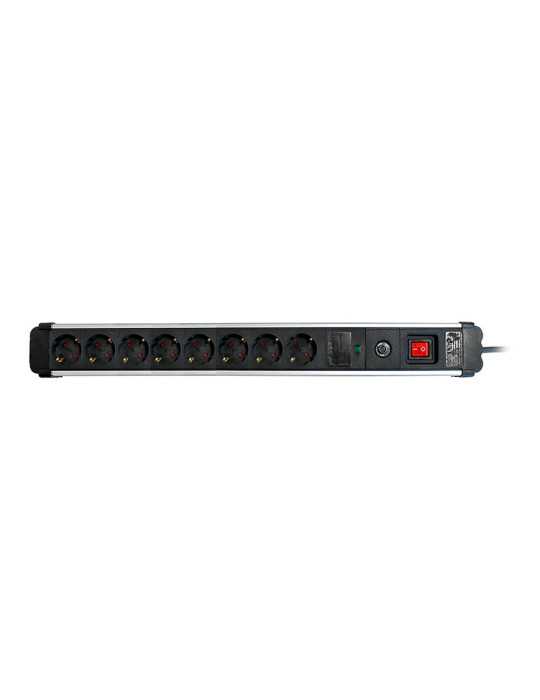 Base Múltiple, 8 Tomas, Schuko 2P+T, 16 A 250 V~, 1,5 m Cable, C/Interruptor y Prot. Sobretensiones, Aluminio SIMON