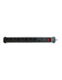 Base Múltiple, 8 Tomas, Schuko 2P+T, 16 A 250 V~, 1,5 m Cable, C/Interruptor y Prot. Sobretensiones, Aluminio SIMON