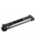 Base Múltiple, 4 Tomas, Schuko 2P+T, 2 USB A+c, 16A 250V~,1,5 m Cable, C/Interruptor y Prot.sobretensiones, Aluminio SIMON