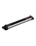 Base Múltiple, 6 Tomas, Schuko 2P+T, 2 USB A+c, 16 A 250 V~,1,5 m Cable, C/Interruptor y Prot.sobretensiones, Aluminio SIMON