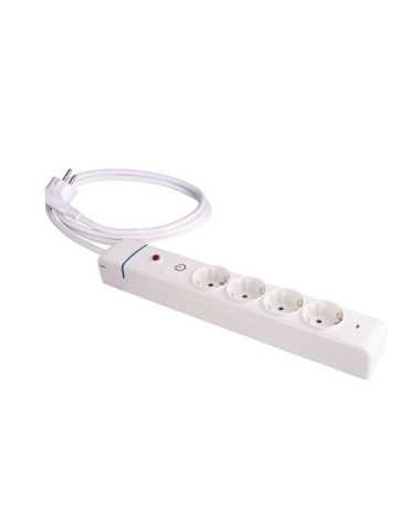 Base Múltiple, 4 Tomas 2P+T, con Interruptor + Protector, 1,5 m Cable H05VV-F 3G1,5 mm², 16A 250V~, Blanca SOLERA
