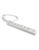 Base Múltiple, 5 Tomas 2P+T, con Interruptor + 2 USB, 1,5 m Cable H05VV-F 3G1,5 mm², 16A 250V~, Blanca SOLERA