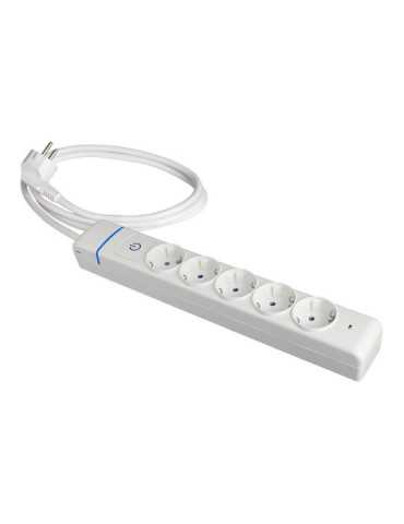 Base Múltiple, 5 Tomas 2P+T, con Interruptor + Protector, 1,5 m Cable H05VV-F 3G1,5 mm², 16A 250V~, Blanca SOLERA