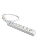 Base Múltiple, 5 Tomas 2P+T, con Interruptor + Protector, 1,5 m Cable H05VV-F 3G1,5 mm², 16A 250V~, Blanca SOLERA