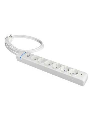 Base Múltiple, 6 Tomas 2P+T, con Interruptor + Protector, 1,5 m Cable H05VV-F 3G1,5 mm², 16A 250V~, Blanca SOLERA