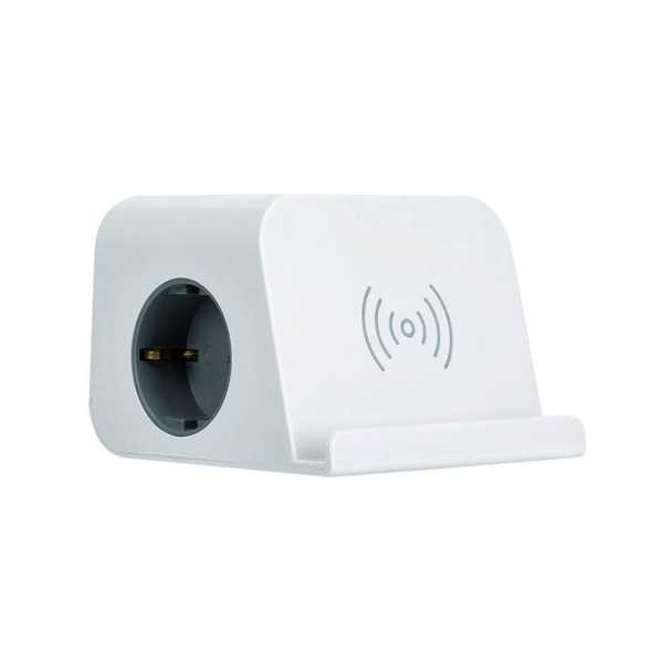 Base Combiflat 2 Tomas Schuko 16A 250 V ~ + 2 USB A + 2 USB C + Carga Inalámbrica con Soporte y Fijación Blanca SIMON