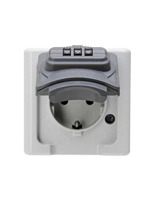 Base Fija 2P+T tipo F Superficie Gris 16A 250V~ con Cerradura de Combinación KOPP
