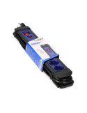 Base Multiple 6 Tomas 2P+T con Interruptor Luminoso+protector, 3 m Cable H05VV-F 3G1,5 mm² Negra / Azul EDM
