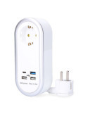 Base Aérea 1 Toma 2P+T Schuko, 4 USB (3 x A + 1 x C), 1,5 m de Cable H05VV-F 3G1,5 mm², 16A 250V~, Blanca EDM