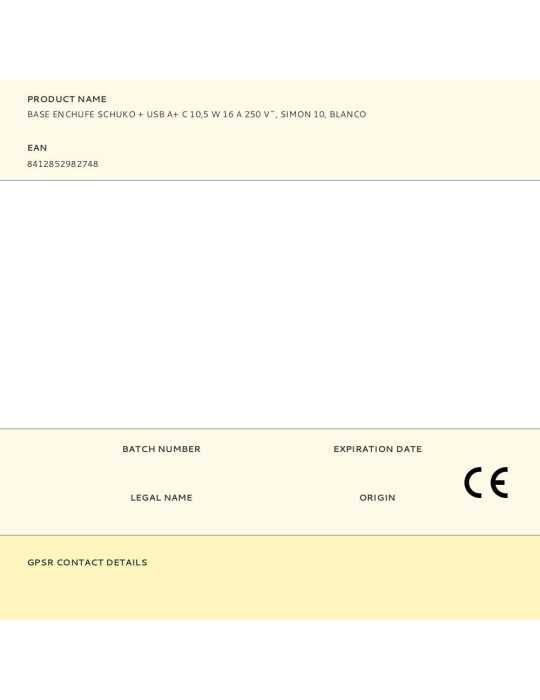 Base Enchufe Schuko + USB A + C 10,5 W 16 A 250 V~, 10, Blanco SIMON