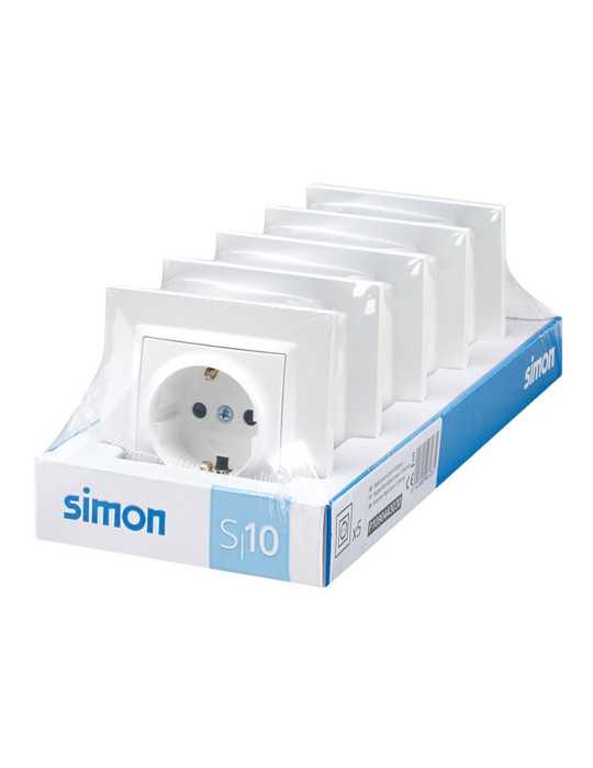 Base Empotrable Schuko 2P+T 16A 250V~, S10, Blanco, 5 uds SIMON